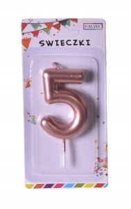 ROSE GOLD metaliczne świeczki urodzinowe cyfra 5