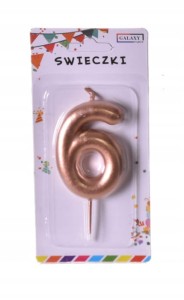 ROSE GOLD metaliczne świeczki urodzinowe cyfra 6
