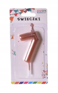 ROSE GOLD metaliczne świeczki urodzinowe cyfra 7