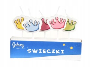 ŚWIECZKI urodzinowe KOLOROWE KORONY 5szt IMPREZA URODZINY PARTY