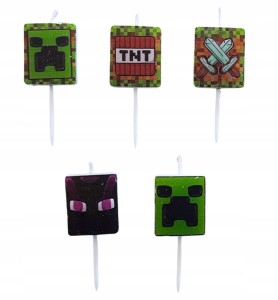 ŚWIECZKI urodzinowe minecraft 5szt IMPREZA URODZINY PARTY