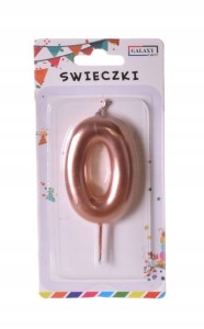 ROSE GOLD metaliczne świeczki urodzinowe cyfra 0