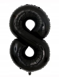 Balon foliowy cyfra CZARNA 8 OSIEM hel ÓSEMKA 40CM