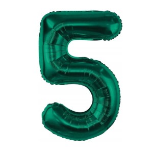 Balon foliowy cyfra 5 METALICZNY ZIELONY 75cm IMPREZA PARTY URODZINY