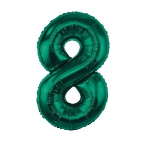 Balon foliowy cyfra 8 METALICZNY ZIELONY 75cm IMPREZA PARTY URODZINY