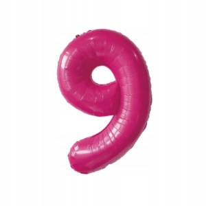 Balon foliowy cyfra 9 METALICZNY FUKSJA MAGENTA 75cm IMPREZA PARTY URODZINY