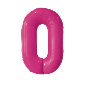 Balon foliowy cyfra 0 METALICZNY FUKSJA MAGENTA 75cm IMPREZA PARTY URODZINY