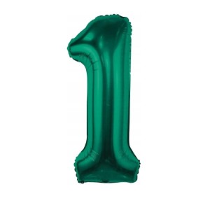 Balon foliowy cyfra 1 METALICZNY ZIELONY 75cm IMPREZA PARTY URODZINY