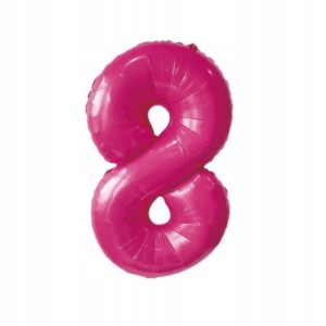 Balon foliowy cyfra 8 METALICZNY FUKSJA MAGENTA 75cm IMPREZA PARTY URODZINY
