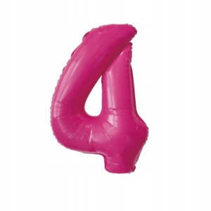 Balon foliowy cyfra 4 METALICZNY FUKSJA MAGENTA 75cm IMPREZA PARTY URODZINY