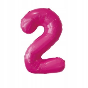 Balon foliowy cyfra 2 METALICZNY FUKSJA MAGENTA 75cm IMPREZA PARTY URODZINY