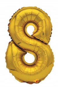 Balon foliowy cyfra ZŁOTA 8 ÓSEMKA OSIEM hel 75cm