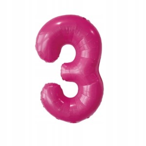 Balon foliowy cyfra 3 METALICZNY FUKSJA MAGENTA 75cm IMPREZA PARTY URODZINY