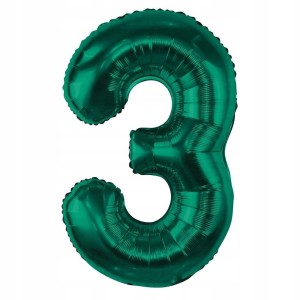 Balon foliowy cyfra 3 METALICZNY ZIELONY 75cm IMPREZA PARTY URODZINY