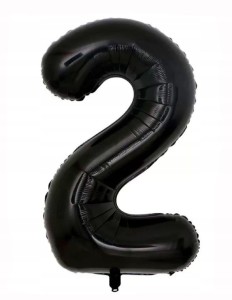 Balon foliowy cyfra CZARNA 2 DWÓJKA hel 100cm