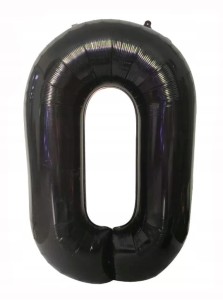 Balon foliowy cyfra CZARNA 0 ZERO hel 100cm