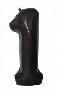 Balon foliowy cyfra CZARNA 1 JEDYNKA hel 100cm