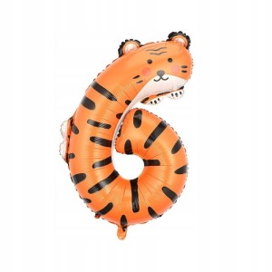 Balon foliowy cyfra 6 szóstka 100cm TYGRYS IMPREZA PARTY URODZINY DZIECKO