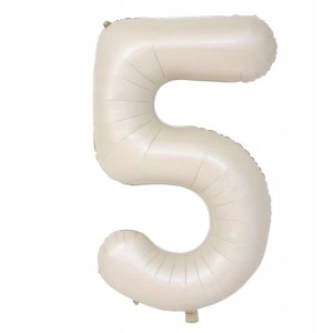 Balon foliowy cyfra BEŻOWA 5 PIĄTKA hel 100cm IMPREZA PARTY URODZINY