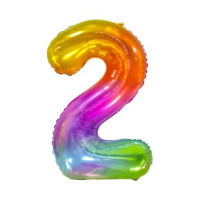 Balon foliowy cyfra kolorowa 2 DWÓJKA hel 100cm TĘCZOWA IMPREZA PARTY