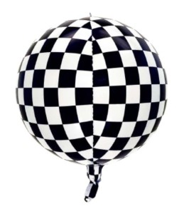 Duży balon Foliowy okrągły szachownica wyścigowa race wyścig 55 cm