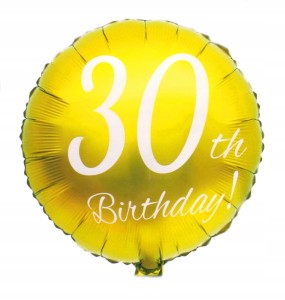 Duży balon foliowy okrągły złoty 30 trzydzieste urodziny hel 45 cm party