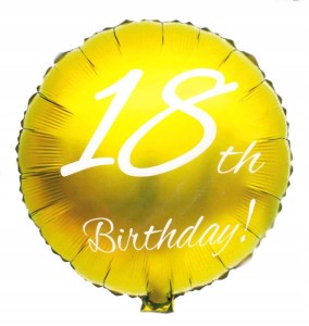Duży balon foliowy okrągły złoty urodziny 18 osiemnastka hel 45 cm party