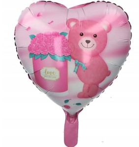 Balon foliowy serce love 45cm miś PARTY MIŁOŚĆ WALENTYNKI AMOR