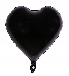 Balon foliowy serce czarne hel 45cm