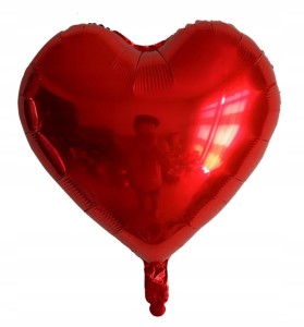 Balon foliowy czerwone metaliczne serce 45cm WALENTYNKI MIŁOŚĆ serca