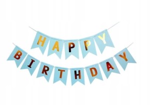 Baner girlanda HAPPY BIRTHDAY błękitna urodziny