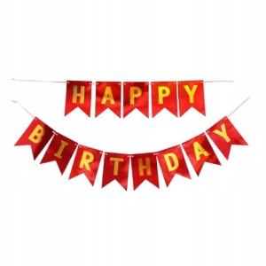 Baner girlanda HAPPY BIRTHDAY czerwona URODZINY IMPREZA