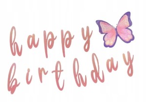 Baner girlanda różowa HAPPY BIRTHDAY Motyl 14ele urodziny dziecko party