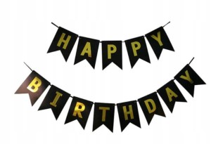 Baner girlanda HAPPY BIRTHDAY czarna urodziny