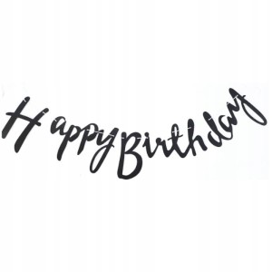 Baner girlanda HAPPY BIRTHDAY czarna IMPREZA PARTY URODZINY