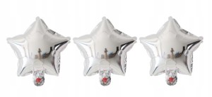 3x Balon foliowy gwiazda srebrna gwiazdka hel 25cm