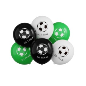 Balony lateksowe GO TEAM 6szt 30cm PIŁKA NOŻNA DZIECKO IMPREZA PARTY