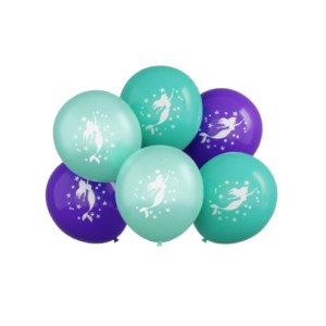 Balony lateksowe niebieski fioletowy 6szt 30cm SYRENA DZIECKO IMPREZA PARTY