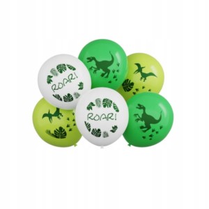 Balony lateksowe DINOZAURY 6szt 30cm DZIECKO IMPREZA PARTY JURRASIC PARK