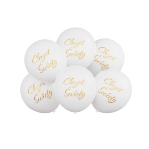 Balony lateksowe CHRZEST ŚWIĘTY 6szt 30cm BIAŁY DZIECKO IMPREZA PARTY