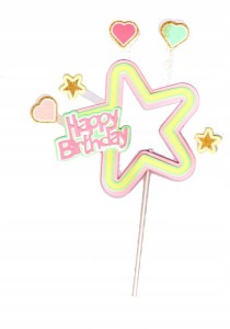 Topper tort Happy Birthday dekoracja gwiazda