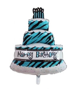 Duży balon foliowy tort niebieski 58x85cm urodziny