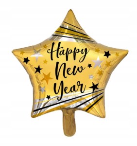 Duży balon foliowy dekoracja HAPPY NEW YEAR hel 45 cm nowy rok sylwestra