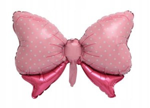 Duży balon Foliowy Różowa Kokarda 80x48 urodziny