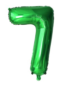 Duży balon foliowy w kształcie cyfry 7 SIEDEM ŚIÓDEMKA ZIELONA hel 100 cm