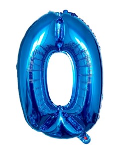 Duży balon foliowy w kształcie cyfry 0 zero NIEBIESKI hel 75 cm