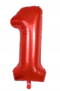 Duży balon foliowy w kształcie cyfry 1 JEDEN JEDYNKA czerwona hel 100 cm