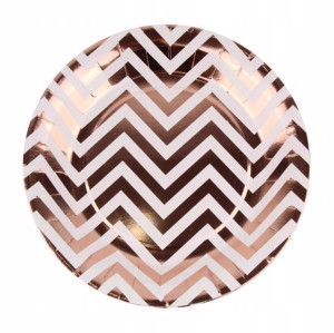 Talerzyki papierowe ROSE GOLD zygzak 18cm party
