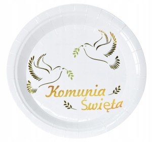 Talerzyki papierowe jednorazowe Pierwsza Komunia Święta 23 cm 6szt dziecko