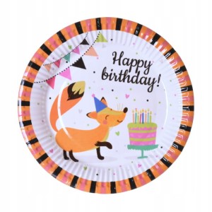 Talerze Talerzyki Papierowe Lisek Happy Birthda 23